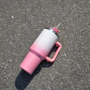 Стакан на 40 унций с ручкой, чашка для кофе со льдом, подарки для женщин, кружка для путешествий для него и ее жены white and violet