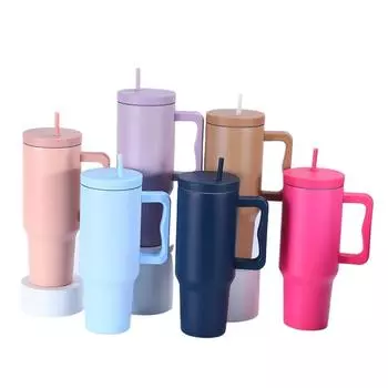 Стакан на 40 унций с ручкой, кружка с вакуумной изоляцией и крышкой, кофейная чашка из нержавеющей стали, многоразовая бутылка для воды для спорта 40oz