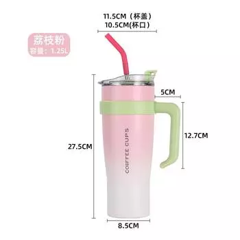 Стакан с вакуумной изоляцией на 40 унций с ручкой - дорожная кружка из нержавеющей стали для кофе с крышкой и соломинками, сохраняет напитки холодными в течение 34 часов или горячими в течение 12 часов 40oz