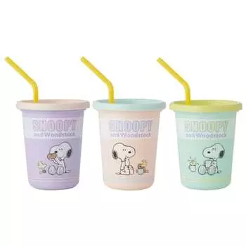 Стакан Skater с трубочкой 3 шт. 320 мл Snoopy Pop Color Сделано в Японии SIH3ST-A