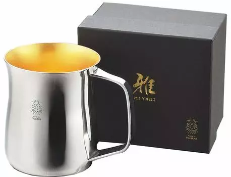 Стакан Tamahashi, посеребренный, позолоченный, 380 куб. см, ручной работы (24К внутри) Мияби MY-02