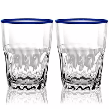 Стакан TarHong Cantina объемом 270 мл, набор из 2 синих стаканов, стеклянный, небьющийся пластик, можно мыть в посудомоечной машине, стильный, милый, легкий, для кемпинга на открытом воздухе JCNTB092CTBC-2S