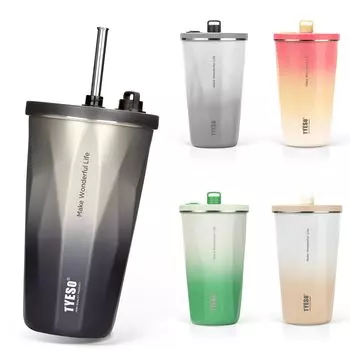 Стакан TYESO из нержавеющей стали с широким вакуумным горлом для дома, сохраняет горячим или холодным, большой, для девочек и мальчиков, с трубочкой, стальной, с широким горлом, с термоизоляцией, для офиса, для улицы, многоцветный,