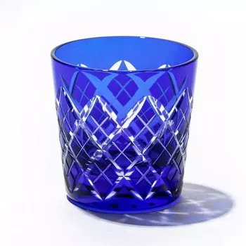 Стаканчик для холодного сакэ Kobo Edo Kiriko Yarai Crest в деревянной коробке, сделано в Японии [официальный представитель Taimuro] (Рури) ТБ90152-1Б