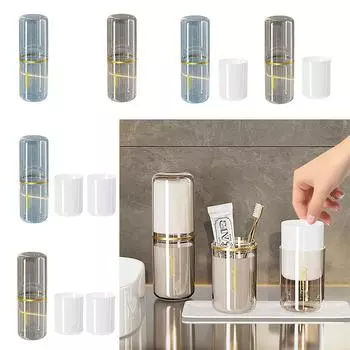 Стаканчик для ополаскивателя полости рта из АБС и ПК, переносной стакан для ополаскивания полости рта, прочный стакан для зубной щетки Two cups серый