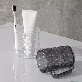 Стаканчик для полоскания рта в стиле ледника, прозрачный стаканчик для зубной щетки, легкая роскошная бытовая чашечка для мытья, детский стаканчик для зубной щетки для ванной комнаты серый