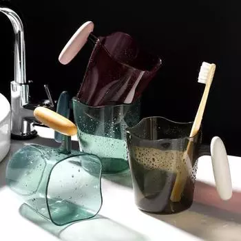 Стаканчик для зубной щетки с гладкими краями, эргономичная ручка, долговечный, удобный держатель для ополаскивателя полости рта и зубной пасты для общежития синий