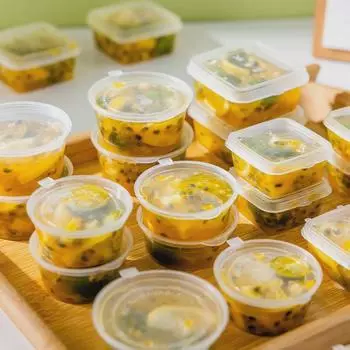 Стаканчики для густого соуса из маракуйи и лимона - одноразовые коробки для макания на вынос