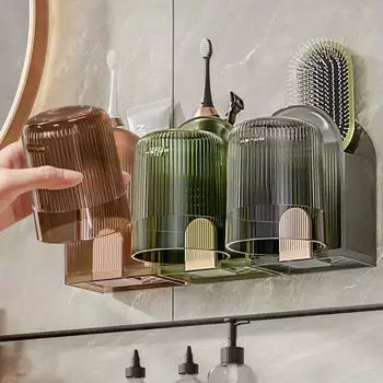 Стаканчики для мытья, настенные зубные щетки, предметы для хранения, ополаскиватели для полости рта в ванной, стаканчики для щеток, непористые многофункциональные домашние розетки серый