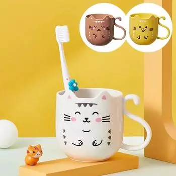 Стаканы для ванной комнаты, креативная мультяшная бутылка для воды с ручкой, утолщенный пластиковый контейнер для зубной щетки, кружка для ополаскивателя для полости рта белый