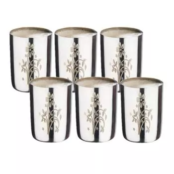 Стаканы для воды из нержавеющей стали Amarpali Design с лазерным цветочным узором | Емкость: 350 мл | Набор из 6 стаканов