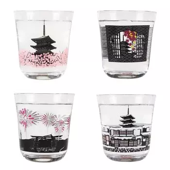 Стаканы Kotorabo, которые меняют цвет в зависимости от охлаждения на 360 градусов, в наборе подарочной коробки, стеклянный стакан, температура, градусы, стекло, Япония, 4, подарок,