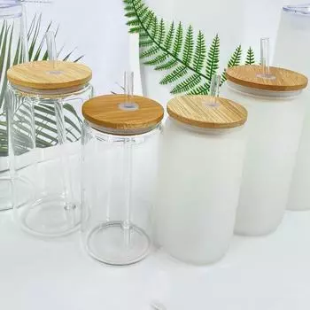 Стаканы, кружка с бамбуковой крышкой и стеклянными трубочками, стакан для пивной банки, стакан для льда, стаканы для кофе, набор стаканов для вина, матовый стакан для кока-колы, посуда для напитков 320ml