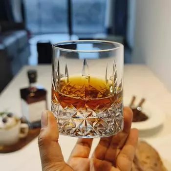 Стаканы ручной работы, хрустальные бокалы для виски, полированные бокалы для вина, прозрачная посуда для бара, 260 мл, 2 шт.