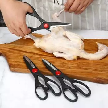 Сталь для овощей, курицы, супер острые с ореховым зажимом, пищевые ножницы, ножницы для шеф-повара, кухонные ножницы чёрный