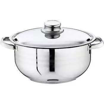 Стальная глубокая кастрюля со стеклянной крышкой, 26 см, 6,5 л