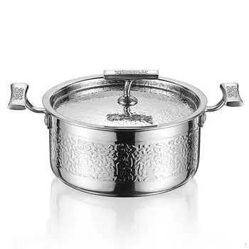 Стальная кастрюля для супа, переносная китайская кастрюля... серебряный