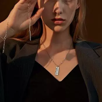 Стальная мужская крестообразная цепочка с прямоугольным геометрическим узором на ключице, ожерелье для пар «Вечно держаться за руки»