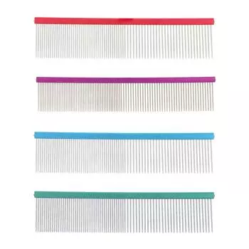 Стальная расческа для домашних животных, 2 разной плотности, предотвращает статическую расческу для ухода за собаками с закругленными концами на долгое время Red 16cm/6.3in