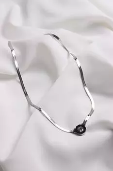 Стальная серебряная цепочка с камнями модели Чагла, итальянская цепочка