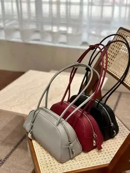 Стальная сумка-багет, легкая, роскошная, темпераментная, модная, нишевая, на голову, кожаная, для рук, на плечо, кожаная, подмышечная сумка, женская 26x13x10cm серый