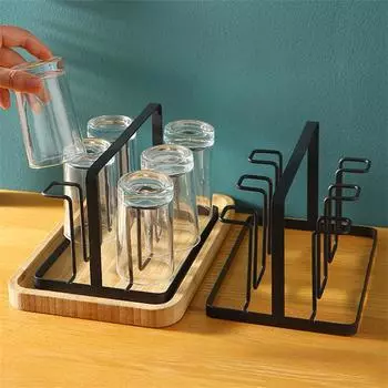 Стальная сушилка для бутылок и стаканов, 6 крючков, органайзер для стеклянных емкостей с защитными резиновыми концами, крючки