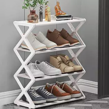 Стальная труба X-образная полка для обуви Многослойный шкаф для хранения обуви Простая сборка Обувной шкаф Общежитие