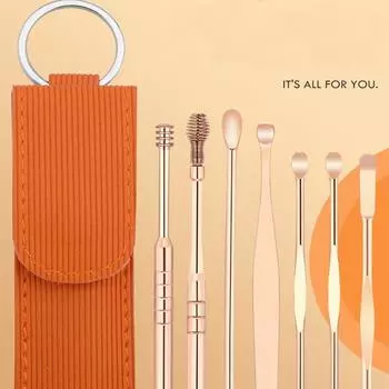 Стальная ушная ложка Health Care Удаляющее средство для ушной серы Очиститель для ушей Инструменты для ухода за ушами Набор для чистки ушей Silver and Black