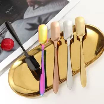 Стальная высококачественная столовая посуда Сахар Десерт Торт Кофейная ложка Чайная ложка Кофейная посуда Ложка для помешивания золотой