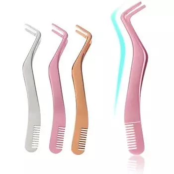 сталь Наращивание ресниц Щипцы для бровей Пинцет для бровей Щипцы для ресниц Пинцет для ресниц с расческой silver-A