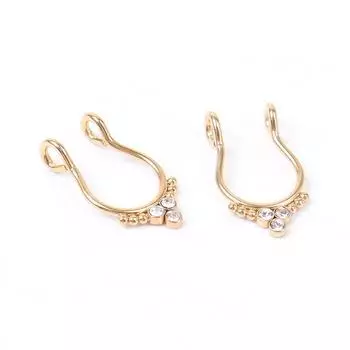 Стальное двухслойное U-образное кольцо для носа со стразами, не предназначенное для пирсинга, мужской зажим для носа, украшения для тела, носовое кольцо black-A