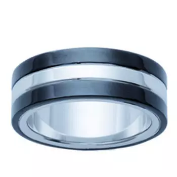 Стальное кольцо Мирный черное серебро - 8 мм