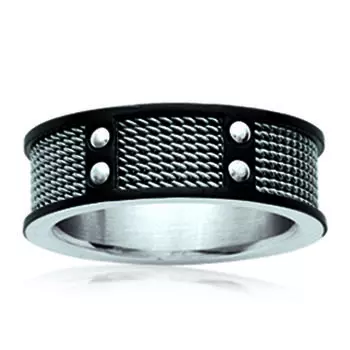 Стальное кольцо Мирный черное серебро - 8 мм