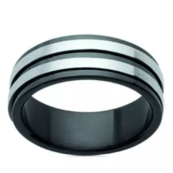 Стальное кольцо Мирный двухцветная сталь (антистресс) - 7 мм