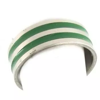 Стальное кольцо Мирный серебристо-зеленое - 7 мм