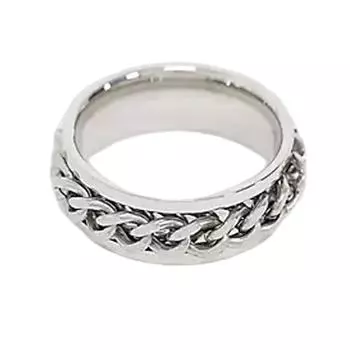 Стальное кольцо Мирный серебро (антитресс цепочка) - 8 мм