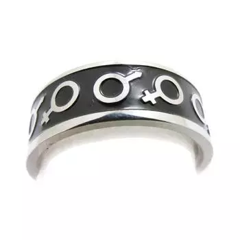 Стальное кольцо Мужчина-Женщина Черная сталь