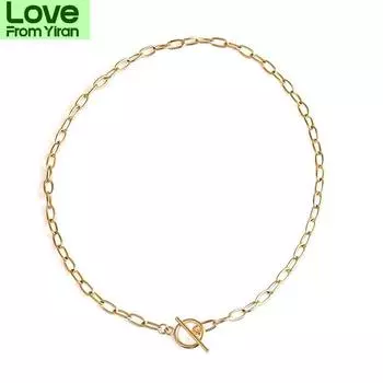 Стальное ожерелье для мужчин и женщин с кубинской цепочкой, застежка-тогл, пряжка, воротник-чокер, хип-хоп ювелирные изделия оптом 45cm золотистый