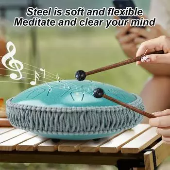 Стальной барабан для языка, 13 дюймов, 15 нот, ударный инструмент с ключом D, портативный мягкий барабан с барабаном 13inch