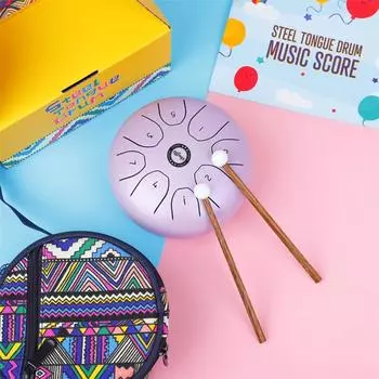 Стальной барабанный барабан с барабаном, 8 нот, 5,5-дюймовый ударный инструмент с барабанными молотками фиолетовый