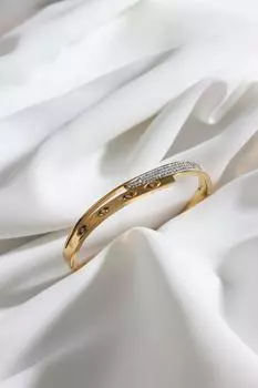 Стальной браслет-манжета с фигуркой глаза из камня из циркона