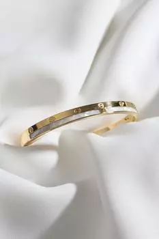 Стальной браслет-наручники с перламутровым золотистым цветом