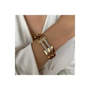 Стальной браслет с ручкой из ребристого камня длиной 6 см