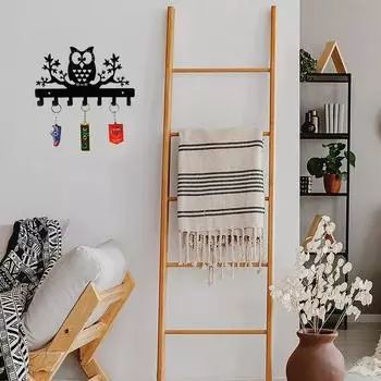 Стальной держатель для ключей «Сова на кленовых деревьях» – металлическая вешалка для ключей с настенными крючками, вешалка для полотенец и одежды, стильное решение для хранения вещей бронзовый