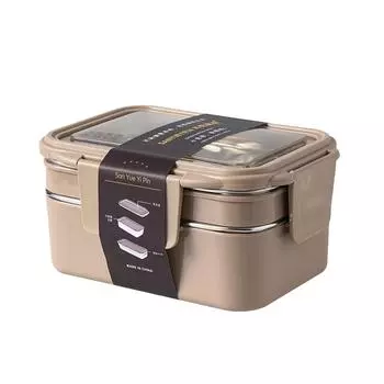 Стальной ланч-бокс с 2 слоями, разделенный на микроволновую печь, портативный офисный контейнер Bento F3H4 burgundy-One size