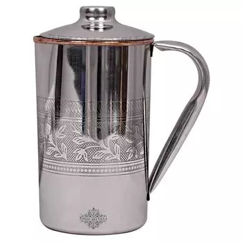 Стальной медный кувшин с тиснением, Посуда для питья и сервировки, Йога, 2000 мл