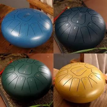 Стальной язычковый барабан 10 дюймов 11 тонов D музыкальный барабан эфирный барабан йога медитация ударный инструмент Black чёрный