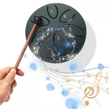 Стальной язычковый барабан 3 дюйма 6 нот ударный инструмент Balmy Drum с барабанными палочками для медитации йоги начинающих мажоров подарок мини Handpan Drum 8cm зелёный