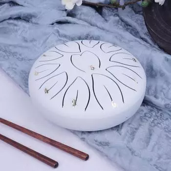 Стальной язычковый барабан 6 дюймов 11 тонов Эфирный дождевой барабанный инструмент для медитации йоги исцеления звуком хэндпан сталь с молоточками для начинающих перкуссионная рука фиолетовый