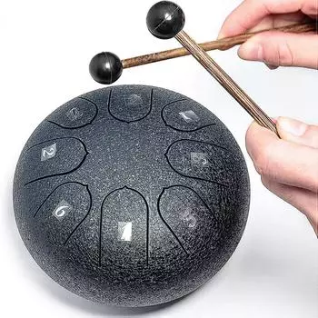 Стальной язычковый барабан 8 нот 6 дюймов чакра танк барабан стальная перкуссия мягкая дорожная сумка и молоточки чёрный